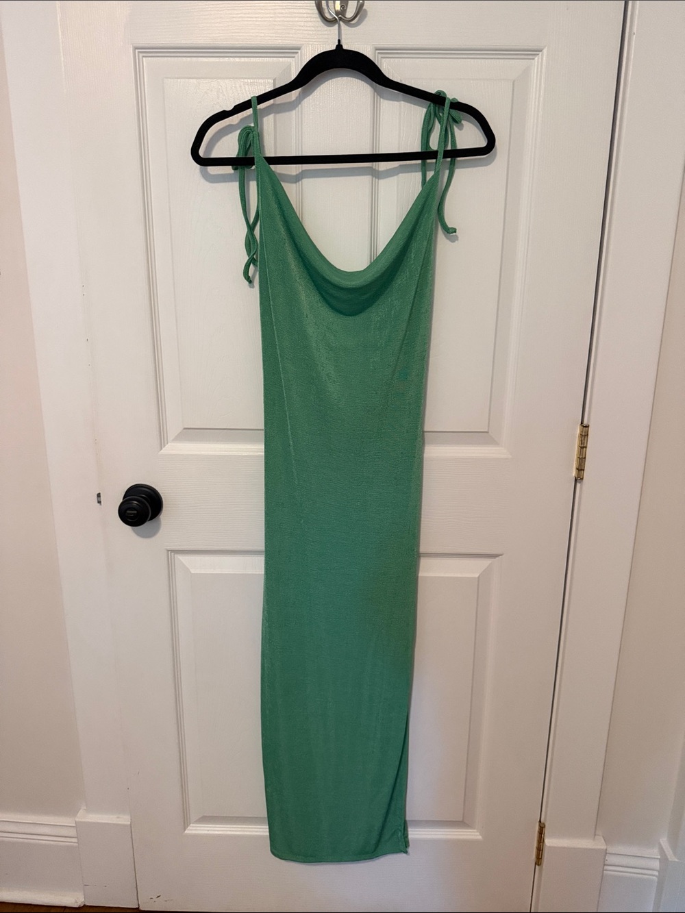 Green Cowl Neck Tie-Strap Maxi Dress